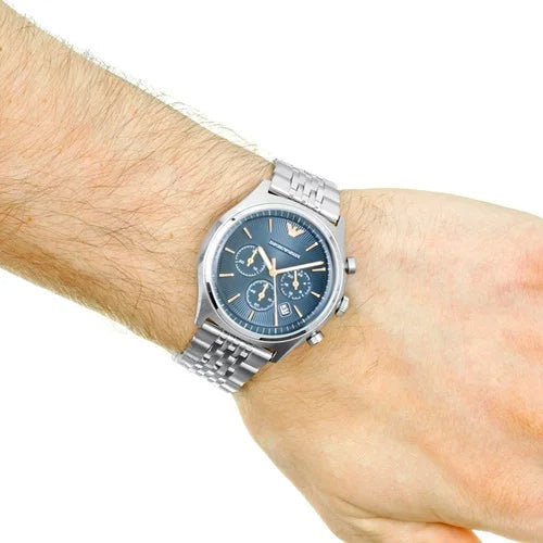  Shop Authentic Emporio Armani Luigi Chronograph Quartz Blue Dial Silver Steel Strap Watch For Men - AR1974 - Luxxuri