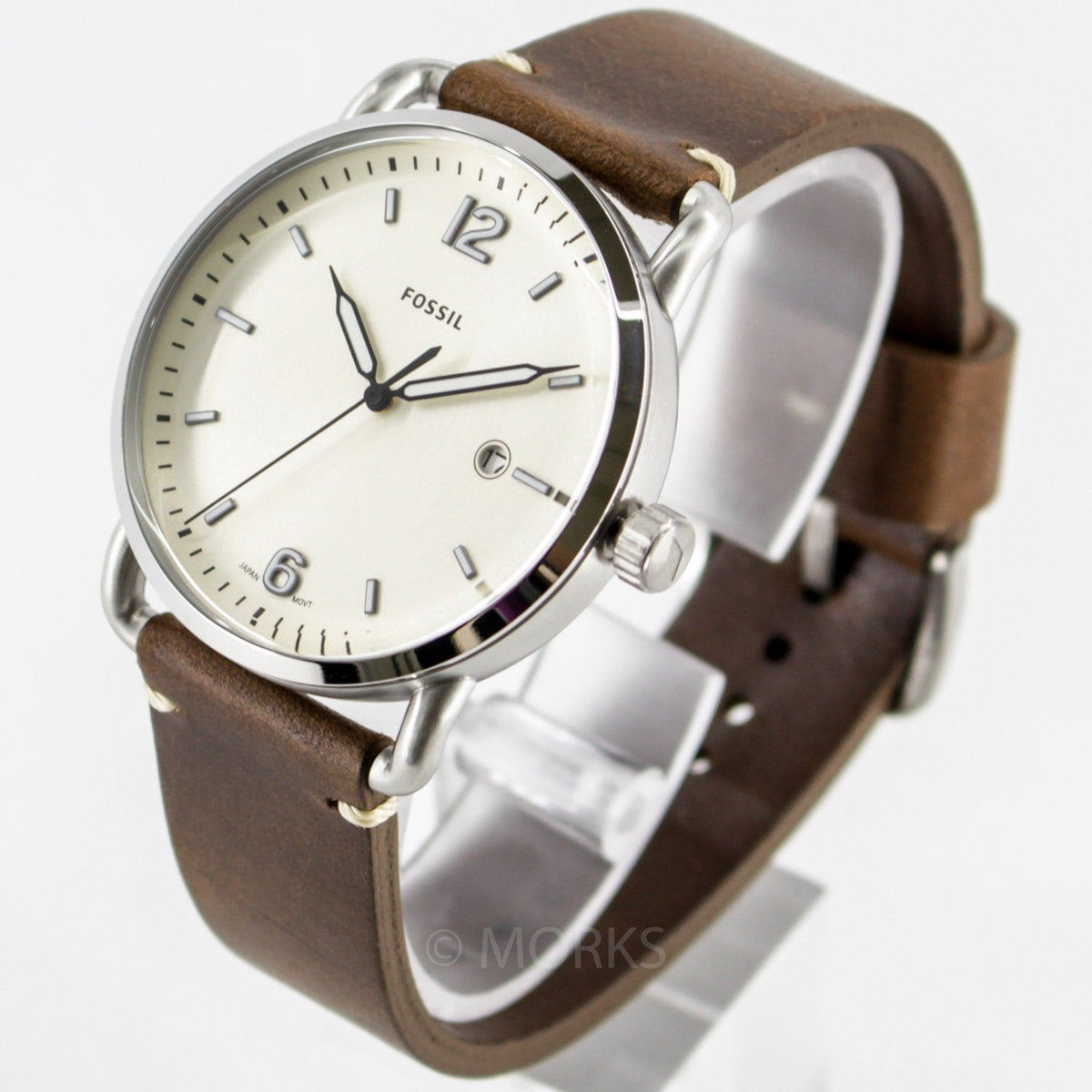  Shop Authentic Fossil The Commuter White Dial Brown Leather Strap Watch for Men - FS5275 - Luxxuri