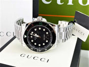 Shop Authentic Gucci Dive Analog Black Dial Silver Steel Strap Watch For Men - YA136208 - Luxxuri
