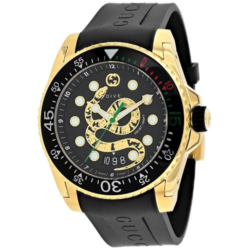  Shop Authentic Gucci Dive Quartz Black Dial Black Rubber Strap Watch For Men - YA136219 - Luxxuri