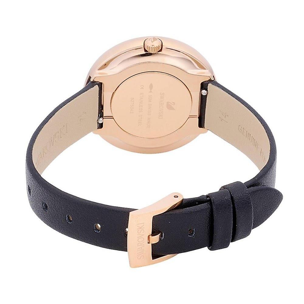  Shop Authentic Swarovski Crystalline Pure Black Dial Black Leather Strap Watch for Women - 5275043 - Luxxuri