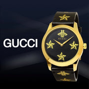  Shop Authentic Gucci G Timeless Bee Motif Black Dial Black Leather Strap Watch For Women - YA1264055 - Luxxuri