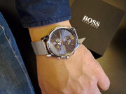  Shop Authentic Hugo Boss Jet Chronograph Grey Dial Silver Mesh Bracelet Watch for Men - 1513440 - Luxxuri