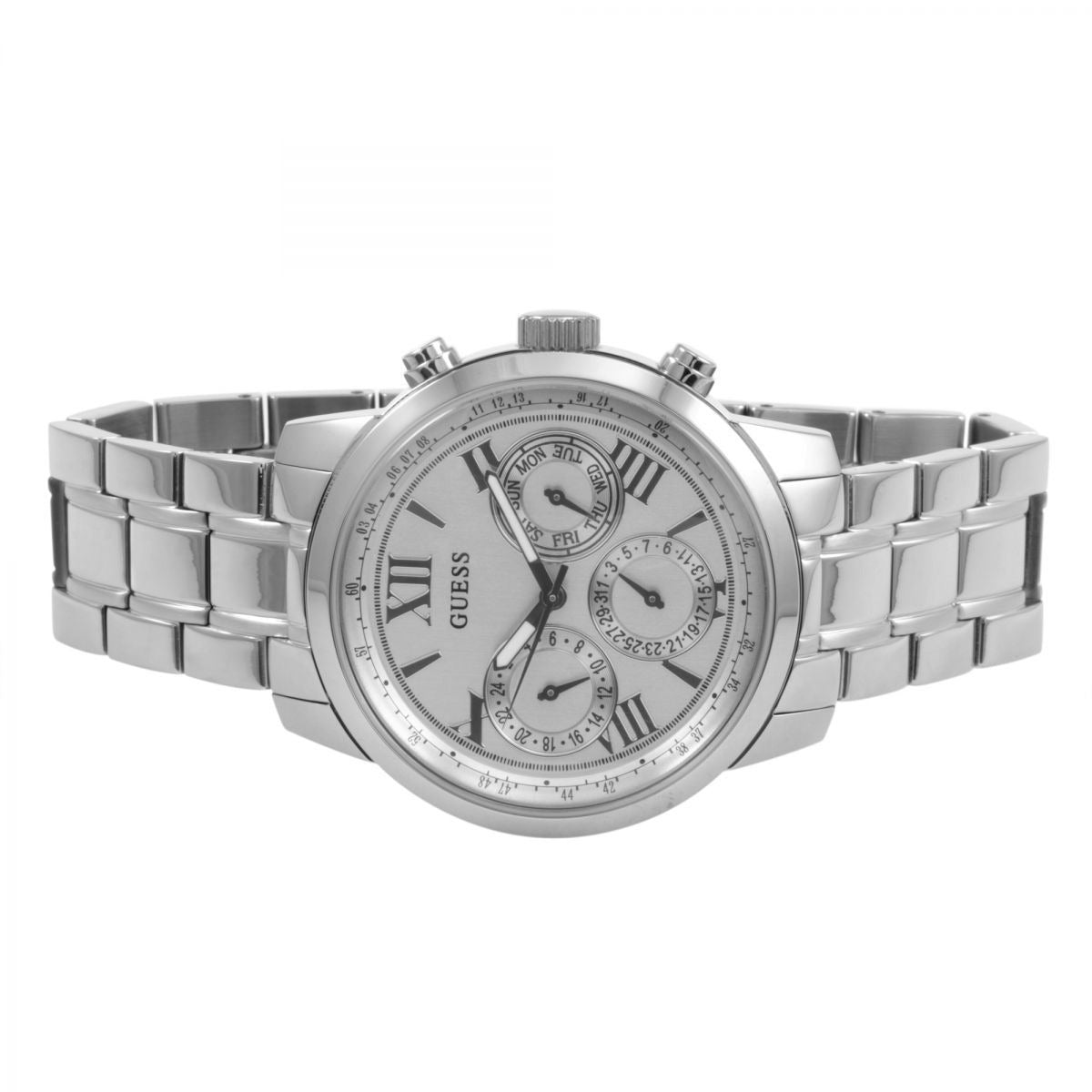  Shop Authentic Guess Sunrise Multifunction Quartz White Dial Silver Steel Strap Watch For Women - W0330L3 - Luxxuri