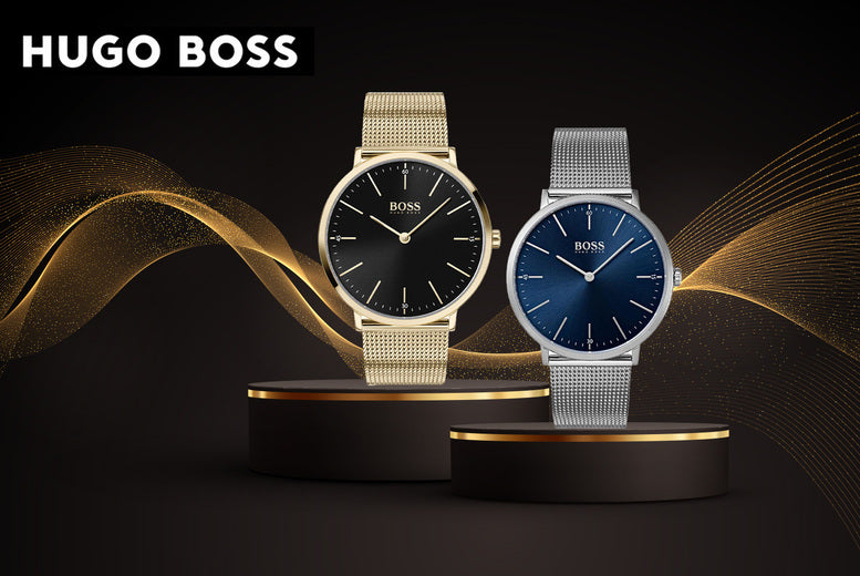  Shop Authentic Hugo Boss Horizon Quartz Black Dial Gold Mesh Bracelet Watch For Men - 1513735 - Luxxuri