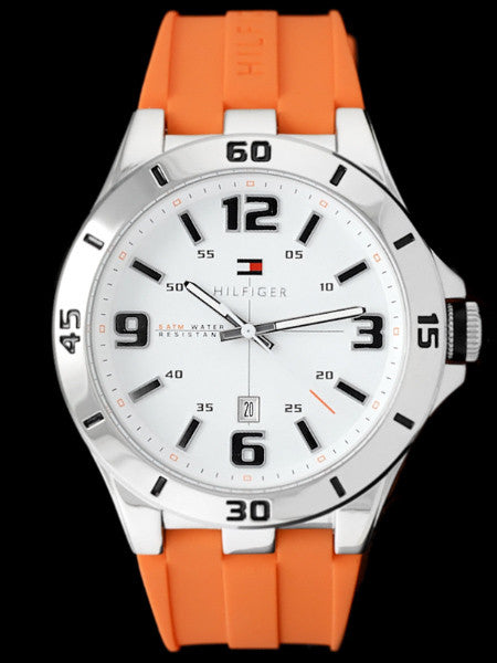  Shop Authentic Tommy Hilfiger Analog White Dial Orange Rubber Strap Watch for Men - 1791063 - Luxxuri