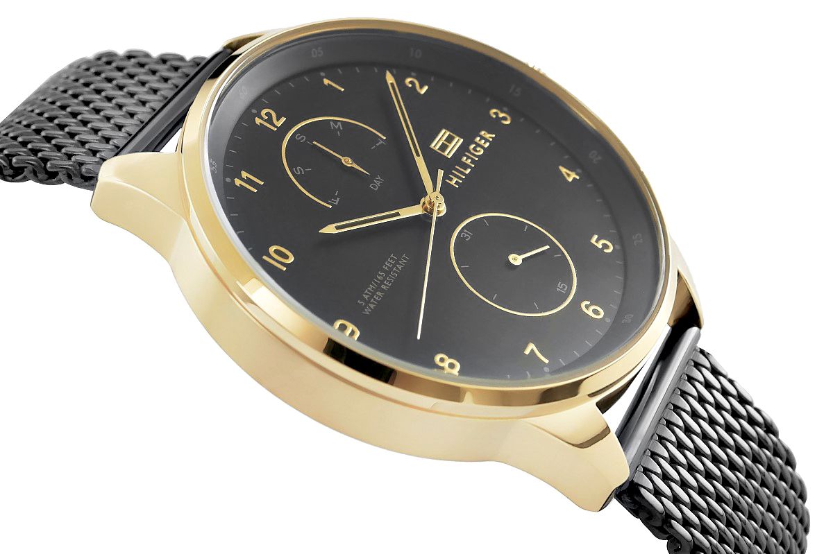  Shop Authentic Tommy Hilfiger Chase Quartz Black Dial Black Mesh Bracelet Watch for Men - 1791580 - Luxxuri