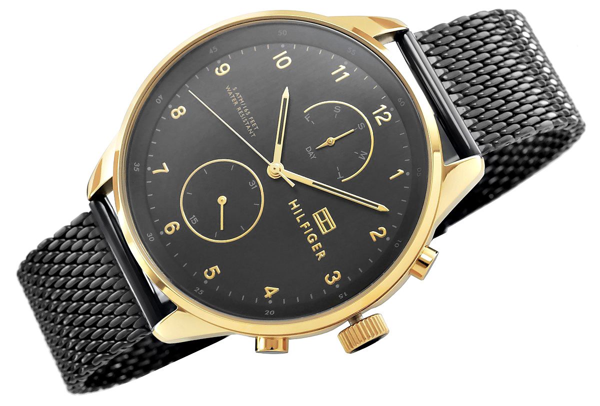  Shop Authentic Tommy Hilfiger Chase Quartz Black Dial Black Mesh Bracelet Watch for Men - 1791580 - Luxxuri