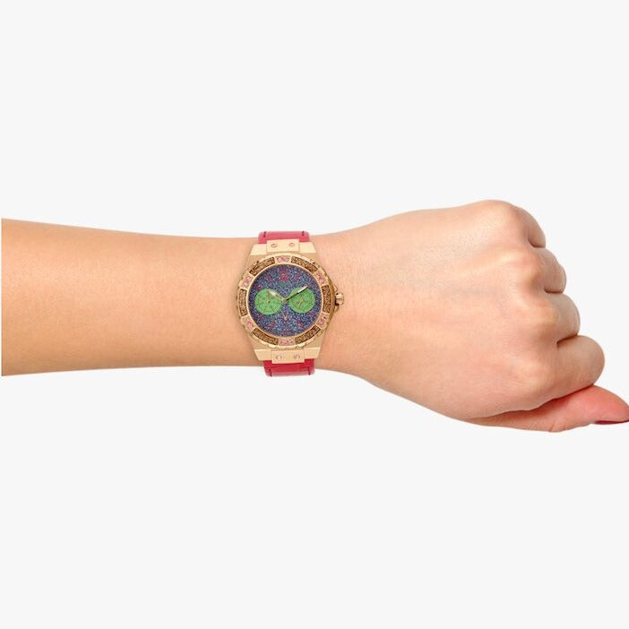  Shop Authentic Guess Limelight Quartz Multicolor Dial Red Leather Strap Watch For Women - W0775L4 - Luxxuri