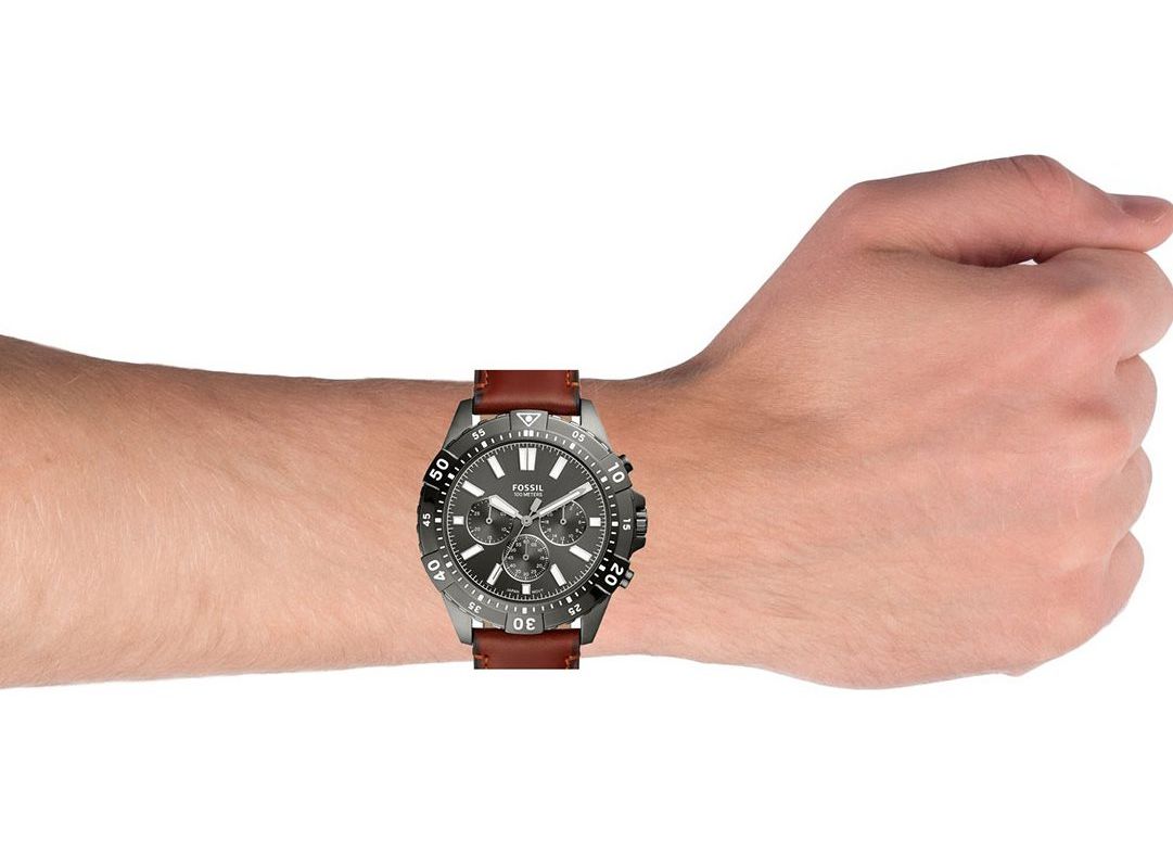  Shop Authentic Fossil Garrett Chronograph Grey Dial Brown Leather Strap Watch for Men - FS5770 - Luxxuri