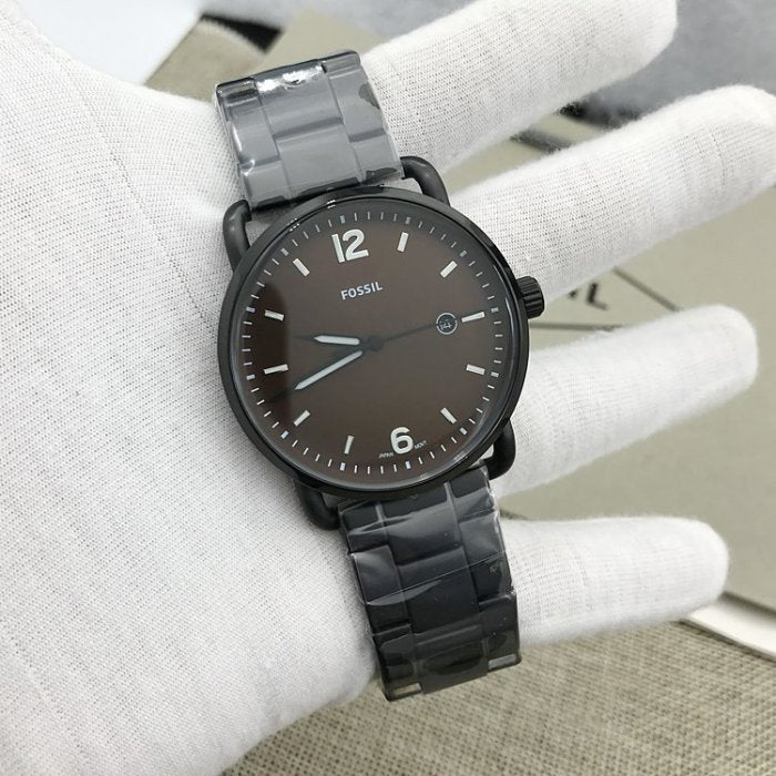  Shop Authentic Fossil The Commuter Brown Dial Black Steel Strap Watch for Men - FS5277 - Luxxuri