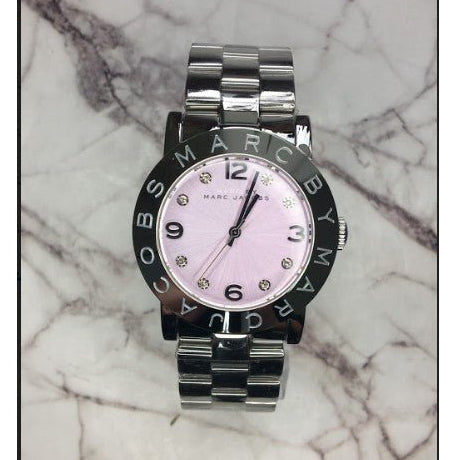 Shop Authentic Marc Jacobs Amy Life Pink Dial Silver Steel Strap Watch for Women - MBM3300 - Luxxuri