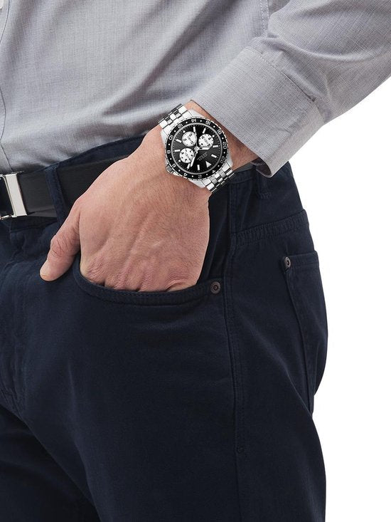  Shop Authentic Guess Odyssey Black Dial Silver Steel Strap Watch For Men - W1107G1 - Luxxuri