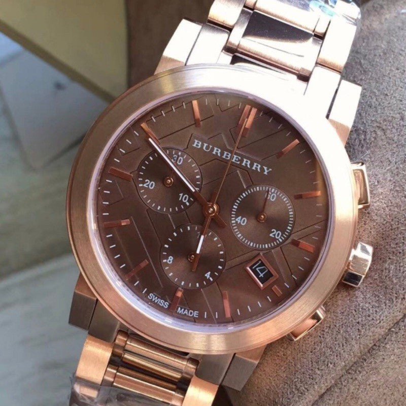  Shop Authentic Burberry The City Grey Dial Rose Gold Steel Strap Unisex Watch - BU9754 - Luxxuri