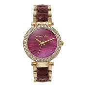  Shop Authentic Michael Kors Parker Mother of Pearl Red Dial Two Tone Steel Strap Watch for Women - MK6427 - Luxxuri