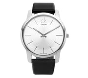  Shop Authentic Calvin Klein City Silver Dial Black Leather Strap Watch For Women - K2G231C6 - Luxxuri