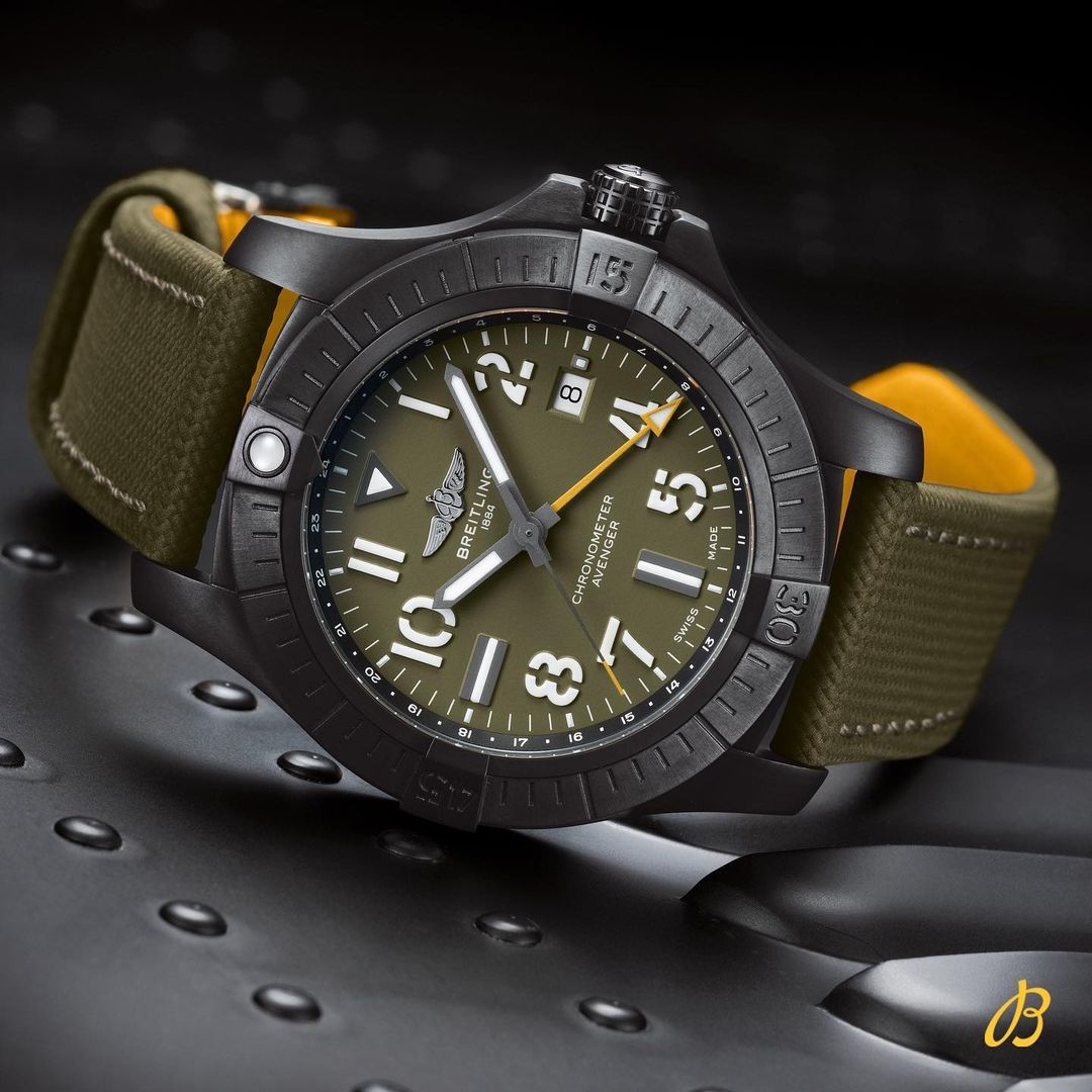  Shop Authentic Breitling Avenger Chronograph 45mm Green Dial Green Nylon Strap Watch for Men - V13317101L1X1 - Luxxuri