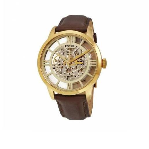  Shop Authentic Fossil Townsman Automatic Skeleton Gold Dial Brown Leather Strap Watch for Men - ME3043 - Luxxuri