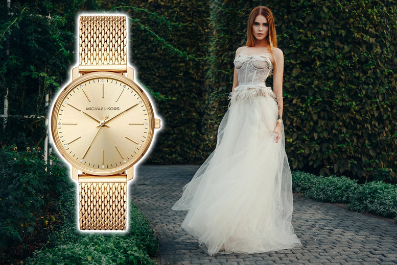  Shop Authentic Michael Kors Pyper Quartz Gold Dial Gold Mesh Strap Watch For Women - MK4339 - Luxxuri