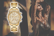  Shop Authentic Michael Kors Ritz Chronograph Gold Dial Gold Steel Strap Watch For Women - MK6597 - Luxxuri