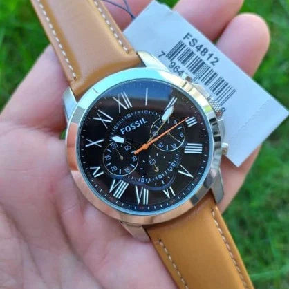  Shop Authentic Fossil Grant Chronograph Green Dial Brown Leather Strap Watch for Men - FS4918 - Luxxuri