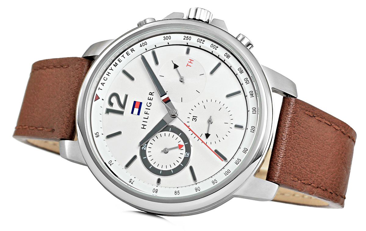  Shop Authentic Tommy Hilfiger Landon Chronograph White Dial Brown Leather Strap Watch for Men - 1791531 - Luxxuri