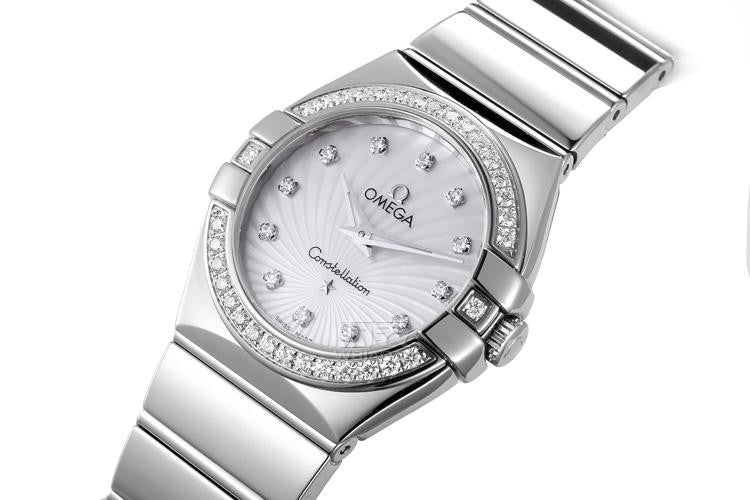  Shop Authentic Omega Constellation Quartz Diamonds Silver Dial Silver Steel Strap Watch for Women - 123.15.27.60.55.004 - Luxxuri