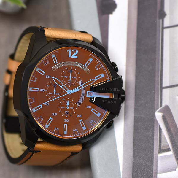  Shop Authentic Diesel Mega Chief Chronograph Copper Dial Brown Leather Strap Watch For Men - DZ4476 - Luxxuri