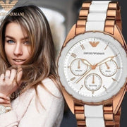  Shop Authentic Emporio Armani Sportivo White Dial Rose Gold & White Steel Strap Watch For Women - AR5942 - Luxxuri