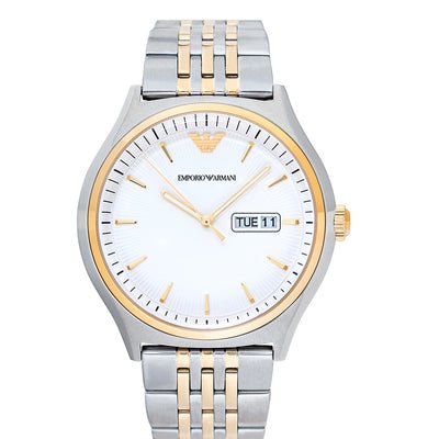  Shop Authentic Emporio Armani Cream Dial Two Tone Steel Strap Watch For Men - AR11034 - Luxxuri
