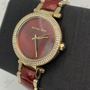  Shop Authentic Michael Kors Parker Mother of Pearl Red Dial Two Tone Steel Strap Watch for Women - MK6427 - Luxxuri