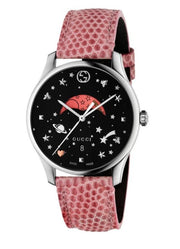  Shop Authentic Gucci G-Timeless Moonphase Black Dial Pink Leather Strap Watch For Women - YA1264046 - Luxxuri