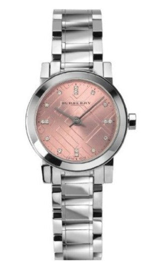  Shop Authentic Burberry The City Diamonds Pink Dial Silver Steel Strap Watch for Women - BU9223 - Luxxuri