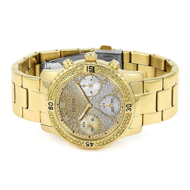  Shop Authentic Guess Confetti Diamonds Silver Dial Gold Steel Strap Watch for Women - W0774L5 - Luxxuri