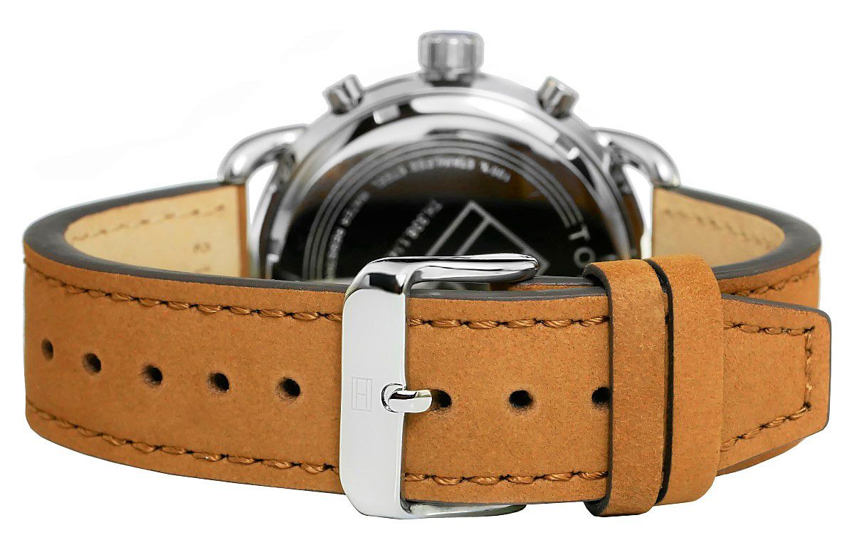  Shop Authentic Tommy Hilfiger Briggs Chronograph Blue Dial Brown Leather Strap Watch for Men - 1791424 - Luxxuri
