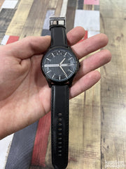  Shop Authentic Armani Exchange Hampton Quartz Blue Dial Black Leather Strap Watch for Men - AX2411 - Luxxuri