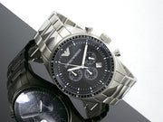  Shop Authentic Emporio Armani Sportivo Chronograph Black Dial Silver Stainless Steel Watch For Men - AR0585 - Luxxuri