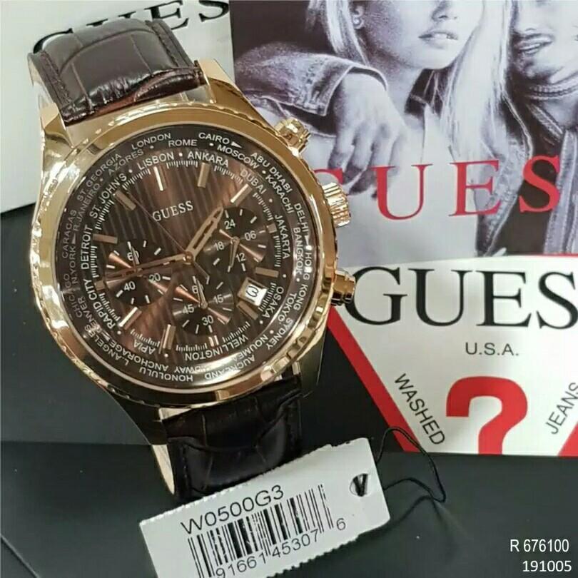  Shop Authentic Guess Pursuit Chronograph Brown Dial Brown Leather Strap Watch for Men - W0500G3 - Luxxuri