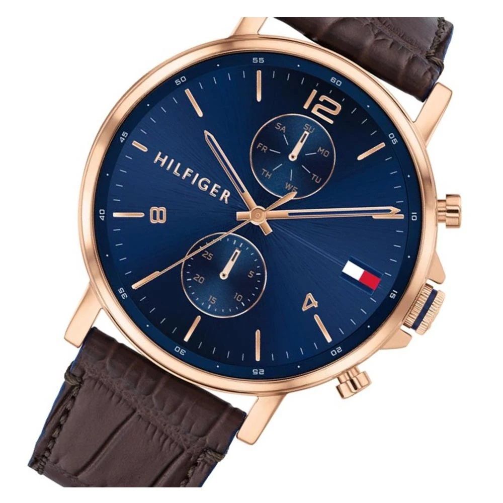  Shop Authentic Tommy Hilfiger Daniel Blue Dial Brown Leather Strap Watch for Men - 1710418 - Luxxuri
