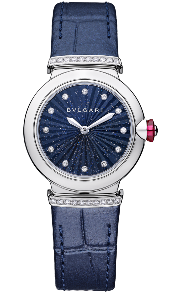  Shop Authentic Bvlgari Lvcea Intarsio Aventurine Diamonds Blue Dial Blue Leather Strap Watch for Women - LVCEA103617 - Luxxuri