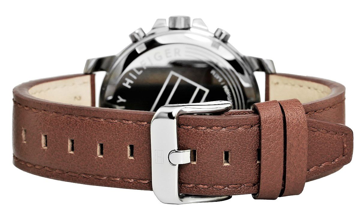  Shop Authentic Tommy Hilfiger Landon Chronograph White Dial Brown Leather Strap Watch for Men - 1791531 - Luxxuri
