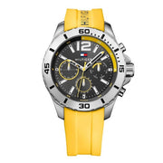  Shop Authentic Tommy Hilfiger Sports Multifunction Black Dial Yellow Rubber Strap Watch for Men - 1791144 - Luxxuri