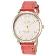 Coach Delancey Ivory Dial Orange Leather Strap Watch for Women - 14502719