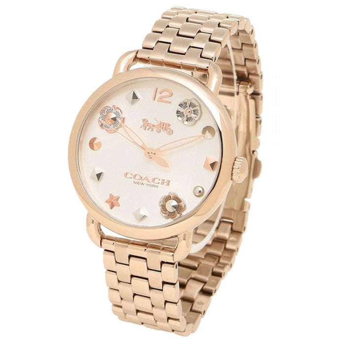 Coach Delancey White Dial Rose Gold Steel Strap Watch for Women - 14502811