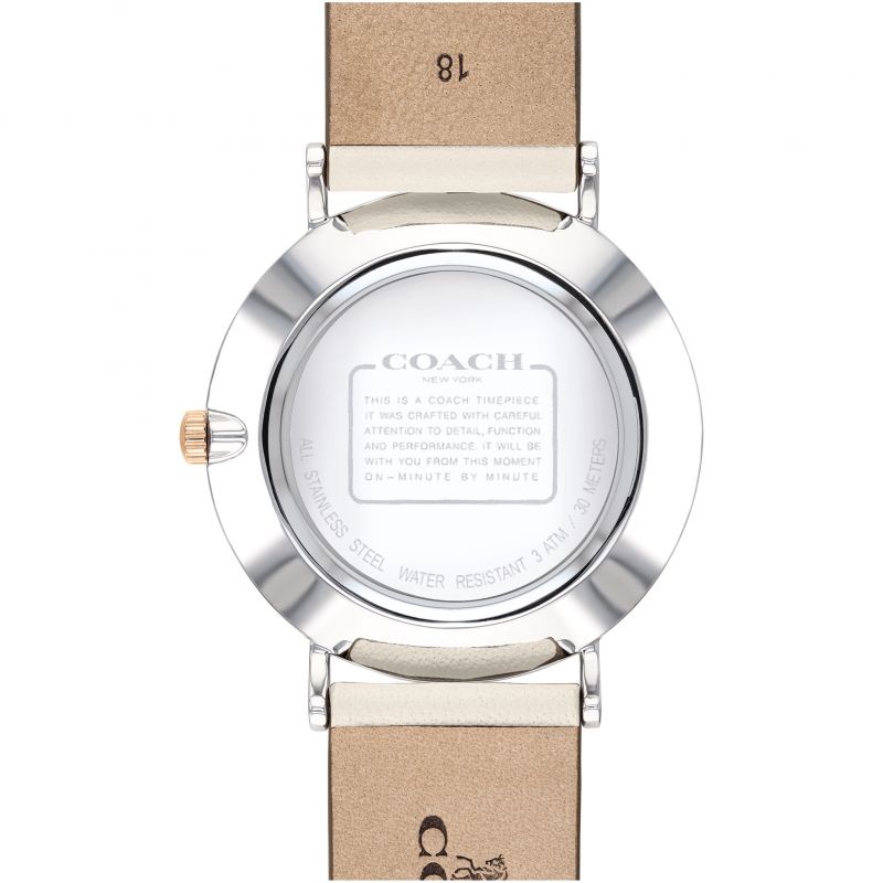 Coach Perry White Dial White Leather Strap Watch for Women - 14503117
