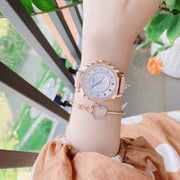 Coach Boyfriend Mother of Pearl White Dial Pink Leather Strap Watch for Women - 14503151