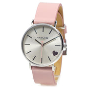 Coach Perry Silver Dial Pink Leather Strap Watch for Women - 14503516
