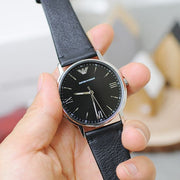  Shop Authentic Emporio Armani Kappa Analog Quartz Black Dial Black Leather Strap Watch For Men - AR11013 - Luxxuri