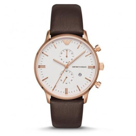  Shop Authentic Emporio Armani Retro Quartz White Dial Brown Leather Strap Watch For Men - AR1936 - Luxxuri