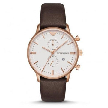  Shop Authentic Emporio Armani Retro Quartz White Dial Brown Leather Strap Watch For Men - AR1936 - Luxxuri